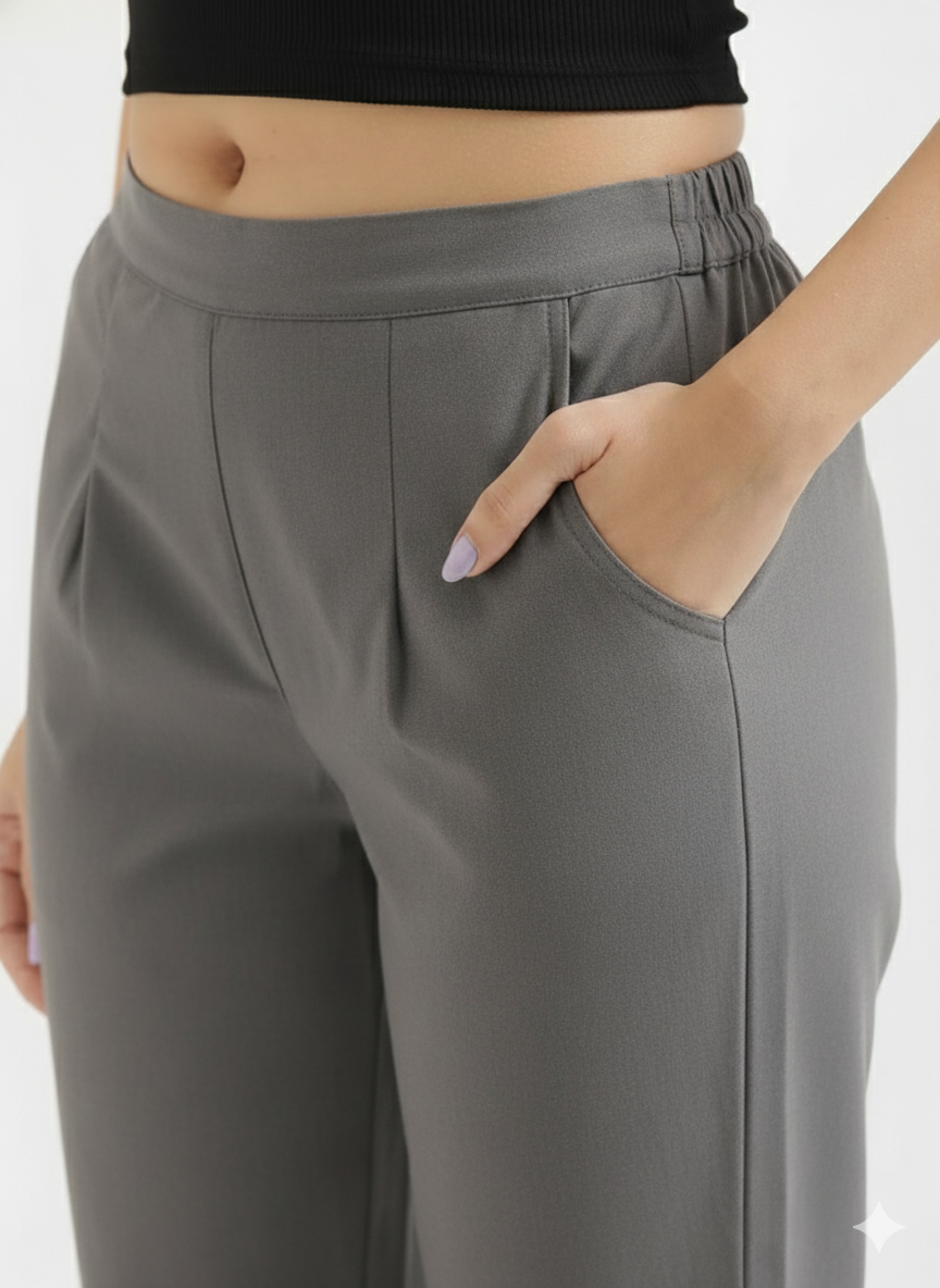 Women Gray Pure Cotton Pant