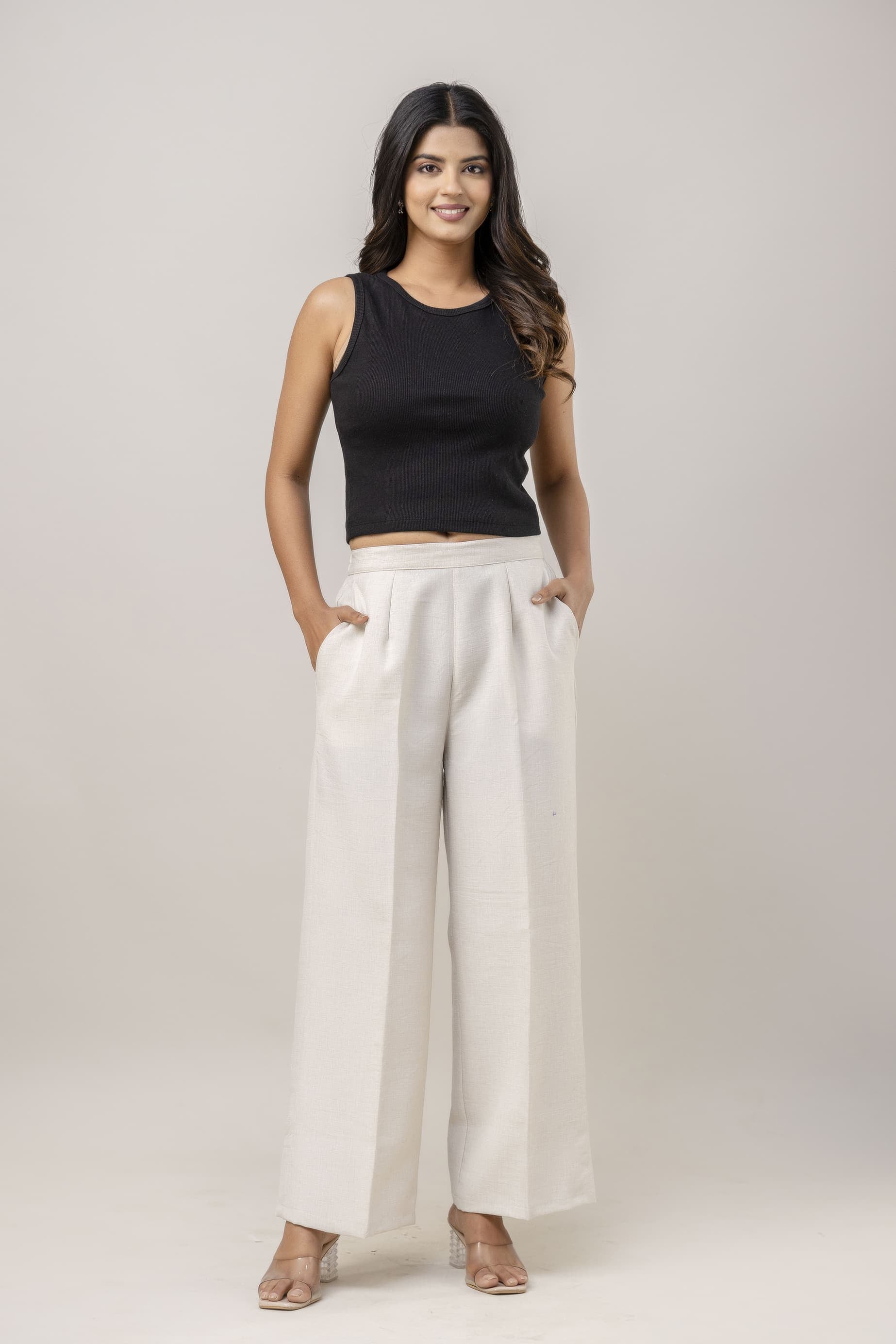 Women White Cotton Plazo Pant