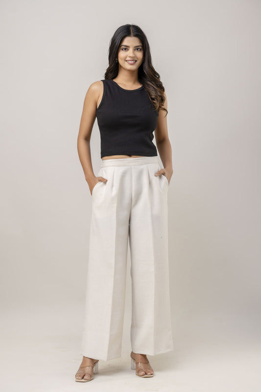 Women White Cotton Plazo Pant