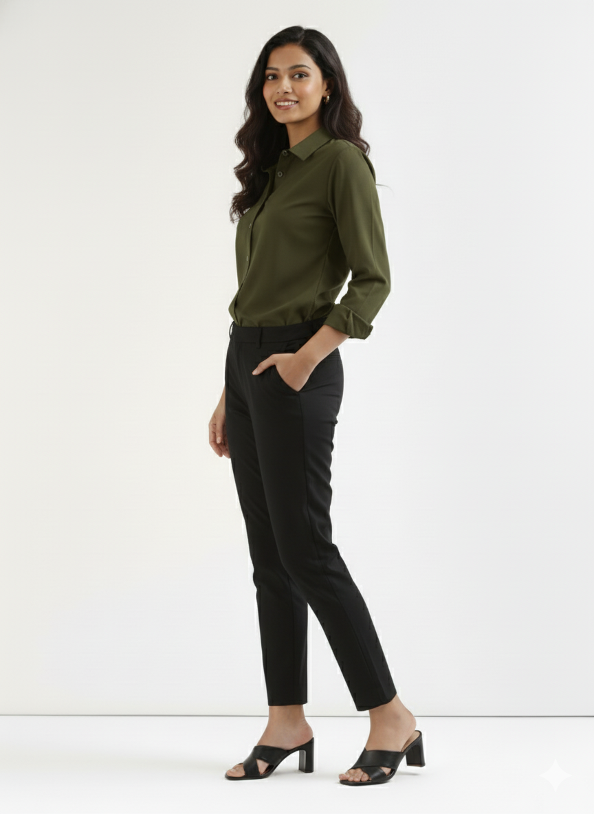 Women Black Pure Cotton Pant