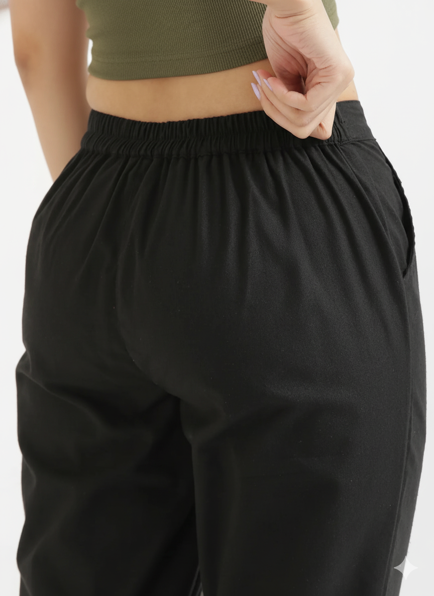 Women Black Pure Cotton Pant