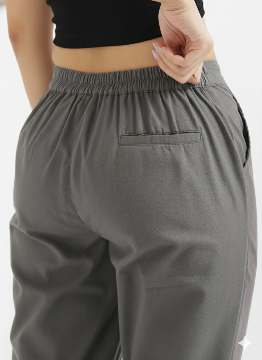 Women Gray Pure Cotton Pant