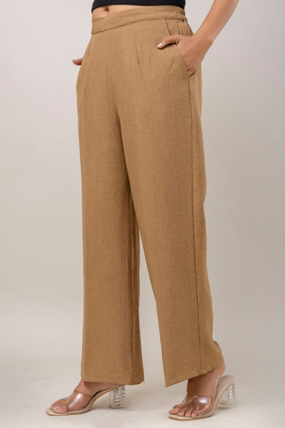 Women Beige Cotton Plazo Pant