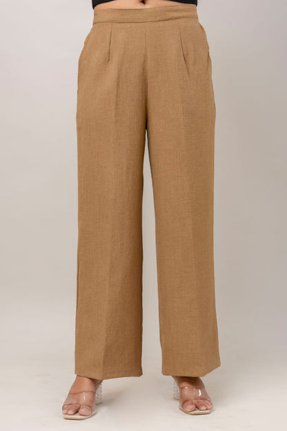 Women Beige Cotton Plazo Pant