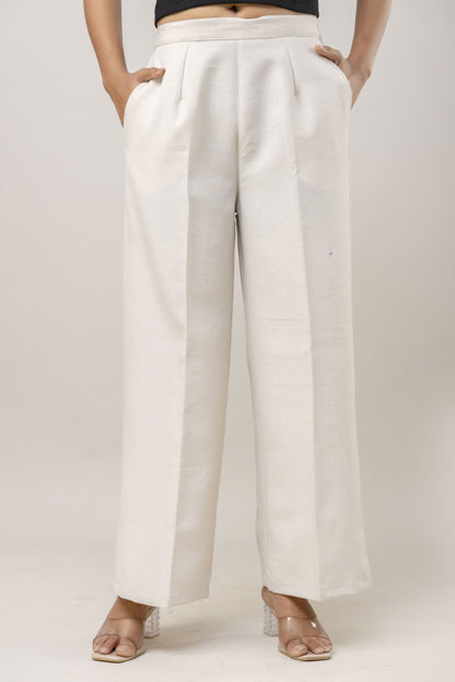 Women White Cotton Plazo Pant
