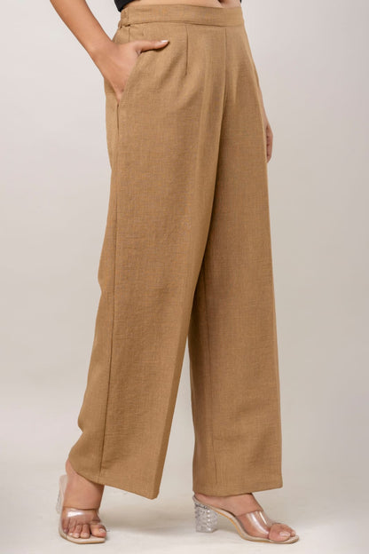 Women Beige Cotton Plazo Pant