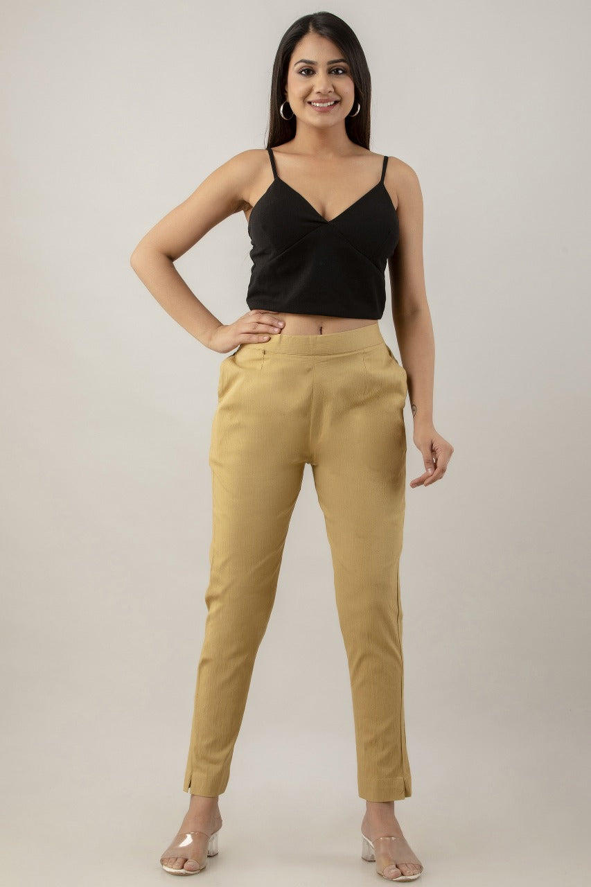 Stylish Beige Lycra Pant