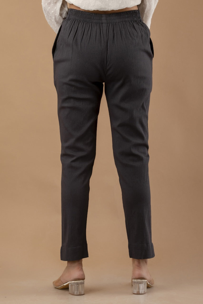 Women Gray Pure Cotton Pant