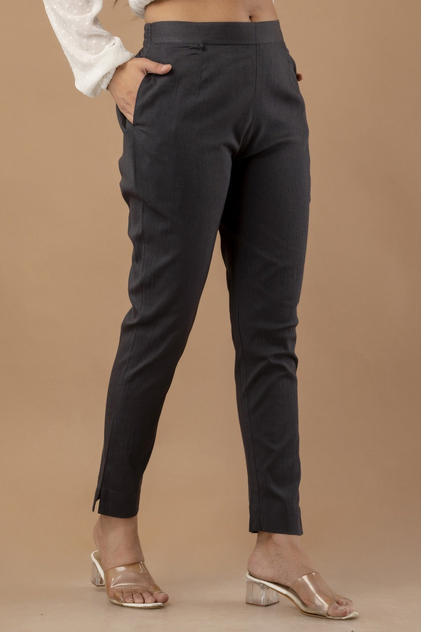 Women Gray Pure Cotton Pant