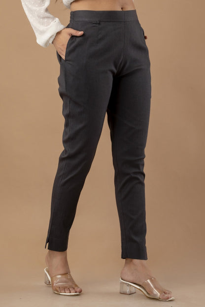 Women Gray Pure Cotton Pant