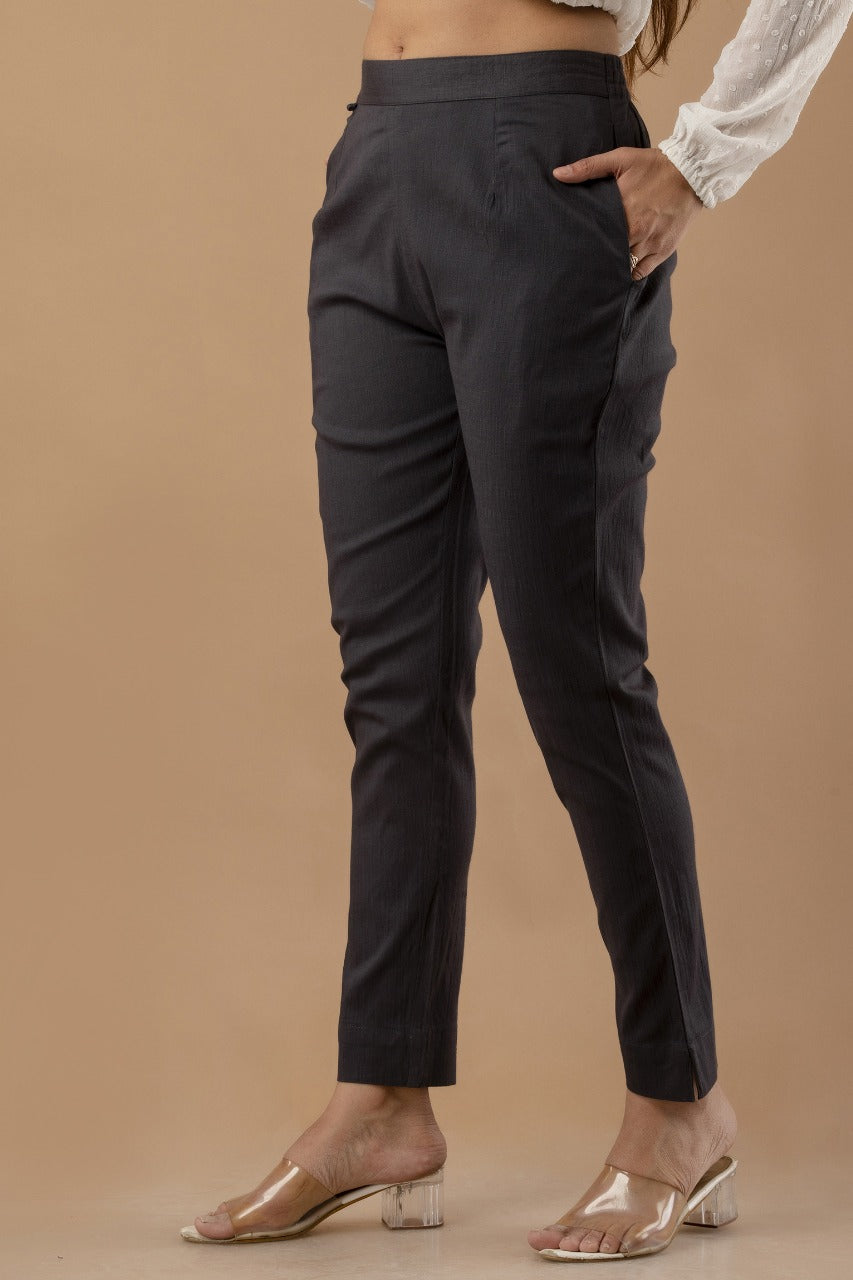 Women Gray Pure Cotton Pant