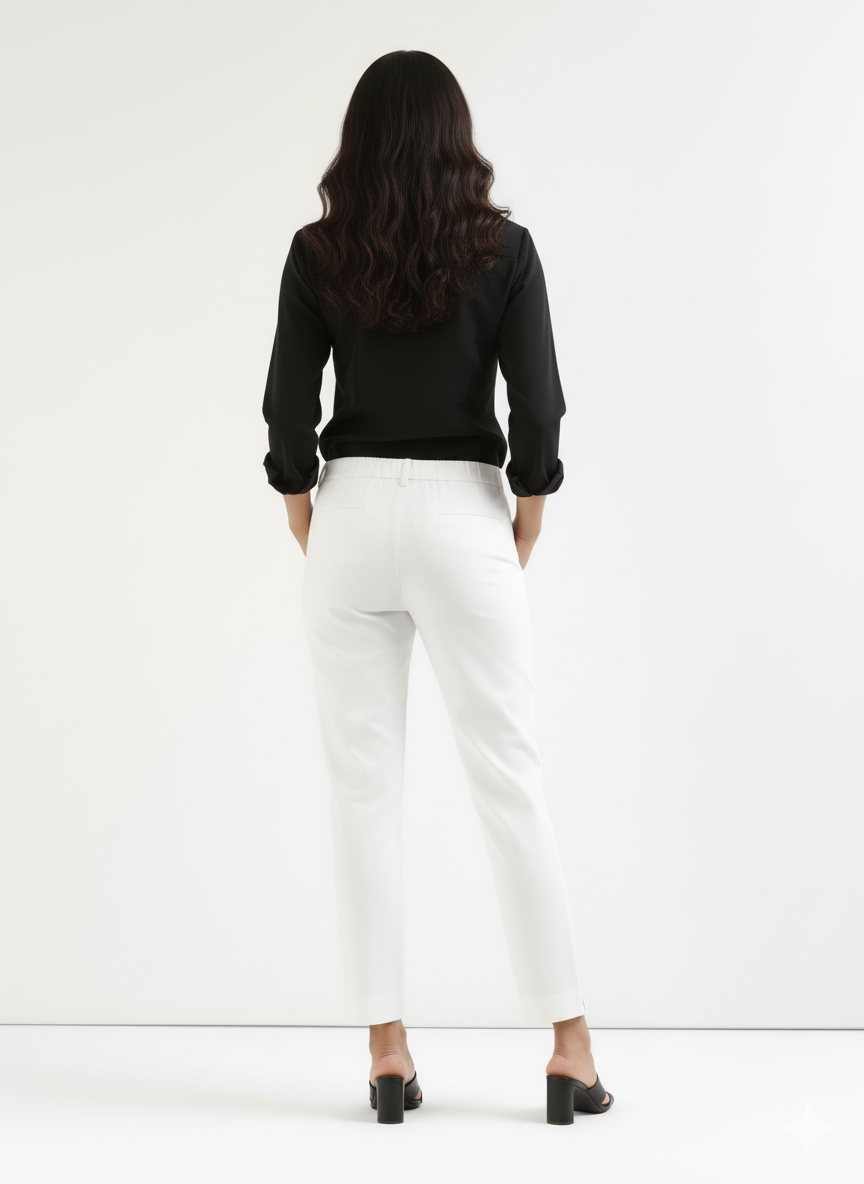 Women White Pure Cotton Pant