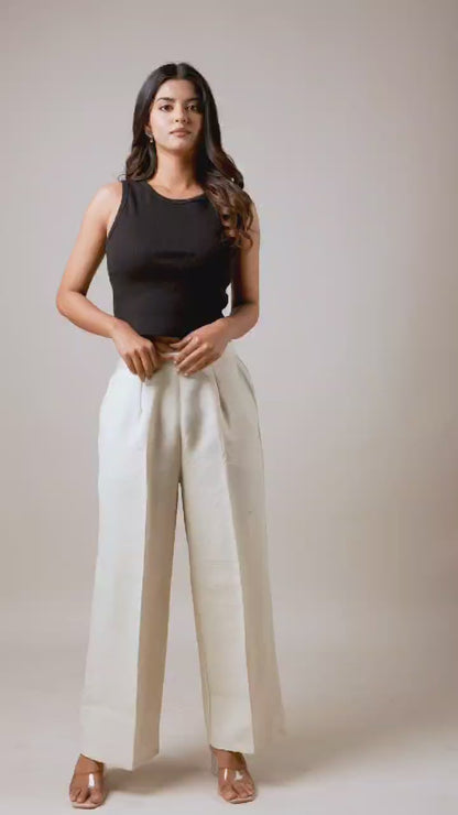Women White Cotton Plazo Pant