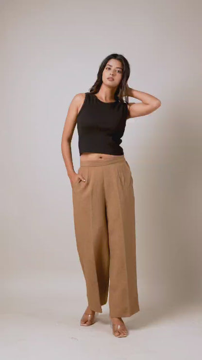 Women Beige Cotton Plazo Pant